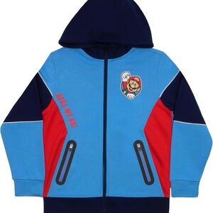 Nintendo Super Mario Boys Zip-Up Hoodie Mario Here We Go! New w/o tags